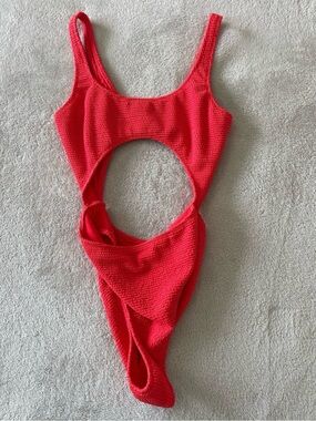 PacSun Red Textured Cutout One-Piece Swimsuit
